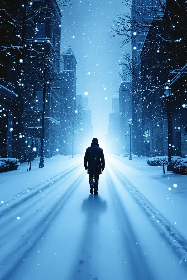 《两公里的雪路》2026 年欧美电影海报，暴雪封路的两公里，父亲每天都走一遍